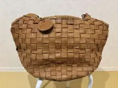 ズッケロフィラート　ブラウン レザー 編み込み トートバッグ