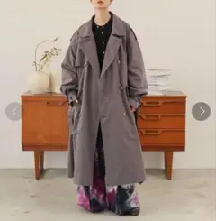 【エアートーキョー】オーバーサイズスタンドカラーミリタリートレンチコート 春