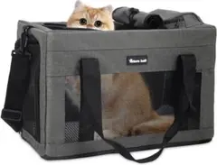 猫キャリー 4WAY 軽量 折畳可 5kg対応 防災 グレー メッシュ ケージ