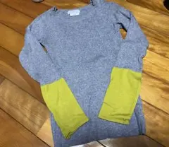 チャオパニックティピー　配色クルーネックリブニットグレー