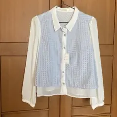 【新品未使用】alicia PAGEBOY水色のチェック柄長袖ブラウス