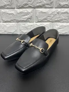 ダブルエーオリエンタルトラフィック ビットモチーフバブーシュローファー黒