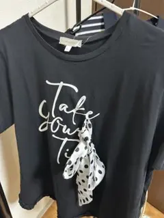 ON LOVE OFF リボンモチーフ 裾フリルプルオーバー 黒 L