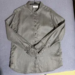 ユニクロ　グレー 麻100%長袖シャツ