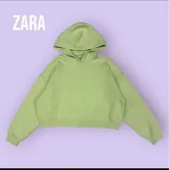 ZARA ライトグリーン ニットパーカー ショート丈 Sサイズ