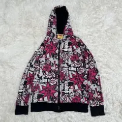 ✨ SUPERLOVERS スーパーラヴァーズ　総柄　フルジップパーカー　ピンクのサムネイル