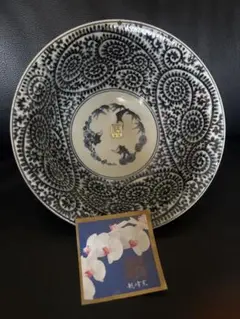 龍峯　花柄　大皿 有田焼 龍峰窯 花鳥 染付更紗 楕円大皿 菊割 輪花 大鉢 和食器