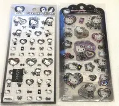 ハローキティ　シール　黒キティ　ヒョウ柄 キティ シールセット 2種類