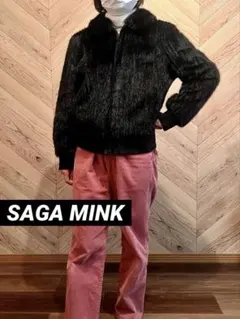 ⭐️良品❗️SAGA MINK/ブラックミンクファー・ボンバージャケット/ブラック