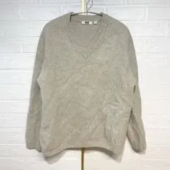 UNIQLO【L】プレミアムラムリブVネックセーター／メンズ☆男女兼用☆毛100