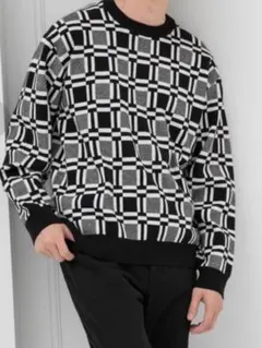 《GLOBAL WORK》ヤミツキニット　トップス ニット　幾何学　モザイク