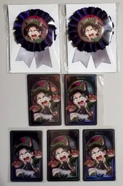 鬼滅の刃　ハロウィン　メタリックカード　コサージュ風バッジ　村田　7点