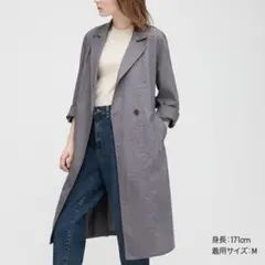 ユニクロ ブルーグレー リネンコットンコートXXL