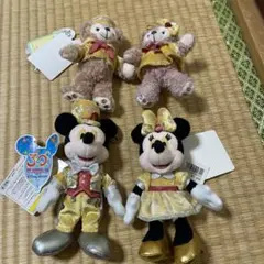 ミッキー、ミニー、ダッフィー、シェリーメイのぬいぐるみセット