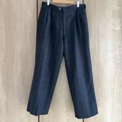 ブラックウォッチ ツータック ワイドスラックス ネイビー グリーン トラッド