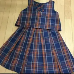 ワールド　ワンピース　ノースリーブ　チェック　ミニスカート　レディース