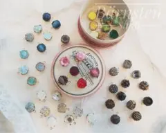 ヴィンテージ ペンダント 2個セット アクセサリ パーツ ガラス まとめ売り