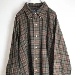 90s古着　ポロ　ラルフローレン　ワンポイント刺繍ロゴ　シャツ秋カラーチェック