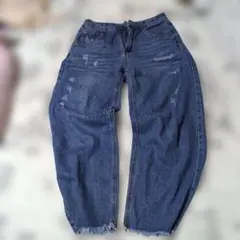 レディース　カーブワイドデニムパンツ S コットン