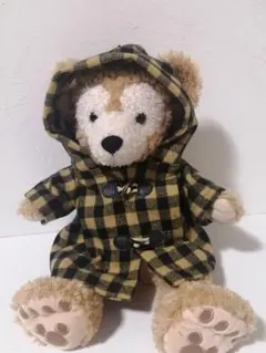 ダッフィー用 ハンドメイド チェック柄ダッフルコート イエロー×ブラック