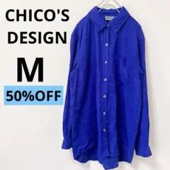 希少✨CHICO'S DESIGN【M】青 ポリエステル シャツ
