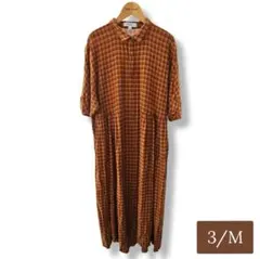 ●美品●niko and ...●チェック柄 シャツ ロング ワンピース 3/M