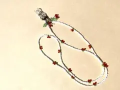 チェリー　白　シルバー金具 マスクストラップ　メガネチェーン　韓国人気