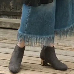 Realta レアルタ ショートブーツ ダークグレー スエード L