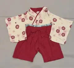 chil2 ベビー袴 ロンパース 80cm 花柄 赤