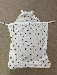 UVカットケープ　ベビーカー　抱っこ紐　ホワイト　星柄　くま耳