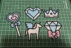 うちわデコ パーツ デコうちわ 水色 青 ピンク メルヘン 5点セット