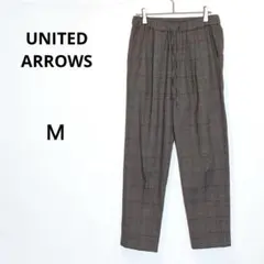 ユナイテッドアローズ ブラウン グレンチェック テーパードパンツ M カジュアル
