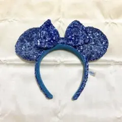 ディズニー ミニー カチューシャ スパンコール 青 ブルー