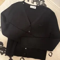 LACOSTE リブニット カーディガン ブラック
