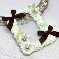 トレカケースデコホイップデコB8 大人ガーリー 黄緑 白 茶色 チョコミント花③