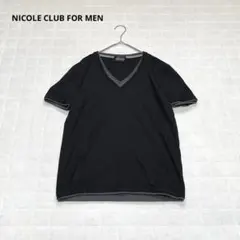 【ニコルクラブフォーメン】Tシャツ　半袖　Vネック　46 M相当　黒　グレー