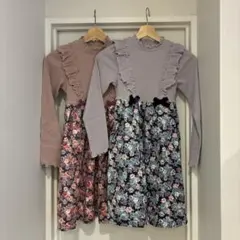 any fam フリル花柄ワンピース 140cm ★新品タグ付き★双子ちゃん歓迎