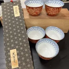 大吉窯　染付金彩　湯呑5脚