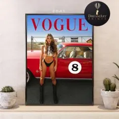 クラシックカー ポスター ファッション女性 レーシング アメリカン
