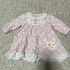 クーラクール 水玉 ワンピース 80cm ドット ピンク レース