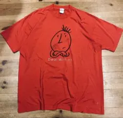 Tシャツ 古着 90s 赤 ボロ Brush World 顔 アメリカ製 USA