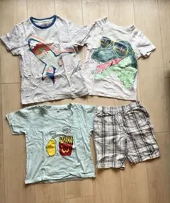 男の子　Tシャツとショートパンツ　4点セット　110cm