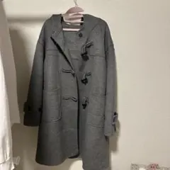 m*様 グレー ダッフルコート フード付き