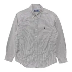 古着 ポロ ラルフローレン コットン ギンガムチェック 長袖シャツ メンズM