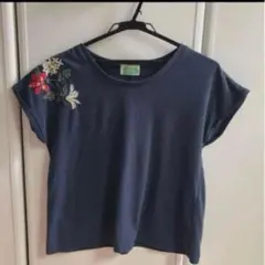 AS KNOW AS 半袖Tシャツ 刺繍 ネイビーのサムネイル