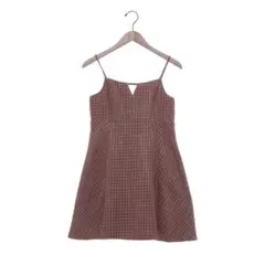 【新品】キャミワンピース ミニ ツイード ベージュ ピンク 上品 体型カバー