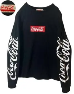 希少古着コカコーラでかロゴ×センターロゴ ブラックロンTロングスリーブカットソーのサムネイル