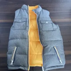 BEAMS KIDS グレー/オレンジ 中綿ダウンベスト 130cm