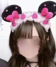 ミッキー　カチューシャ　薔薇