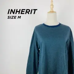 【高級GIZA86】インヘリット ボーダー ロンT M 紺 エジプト綿【55】